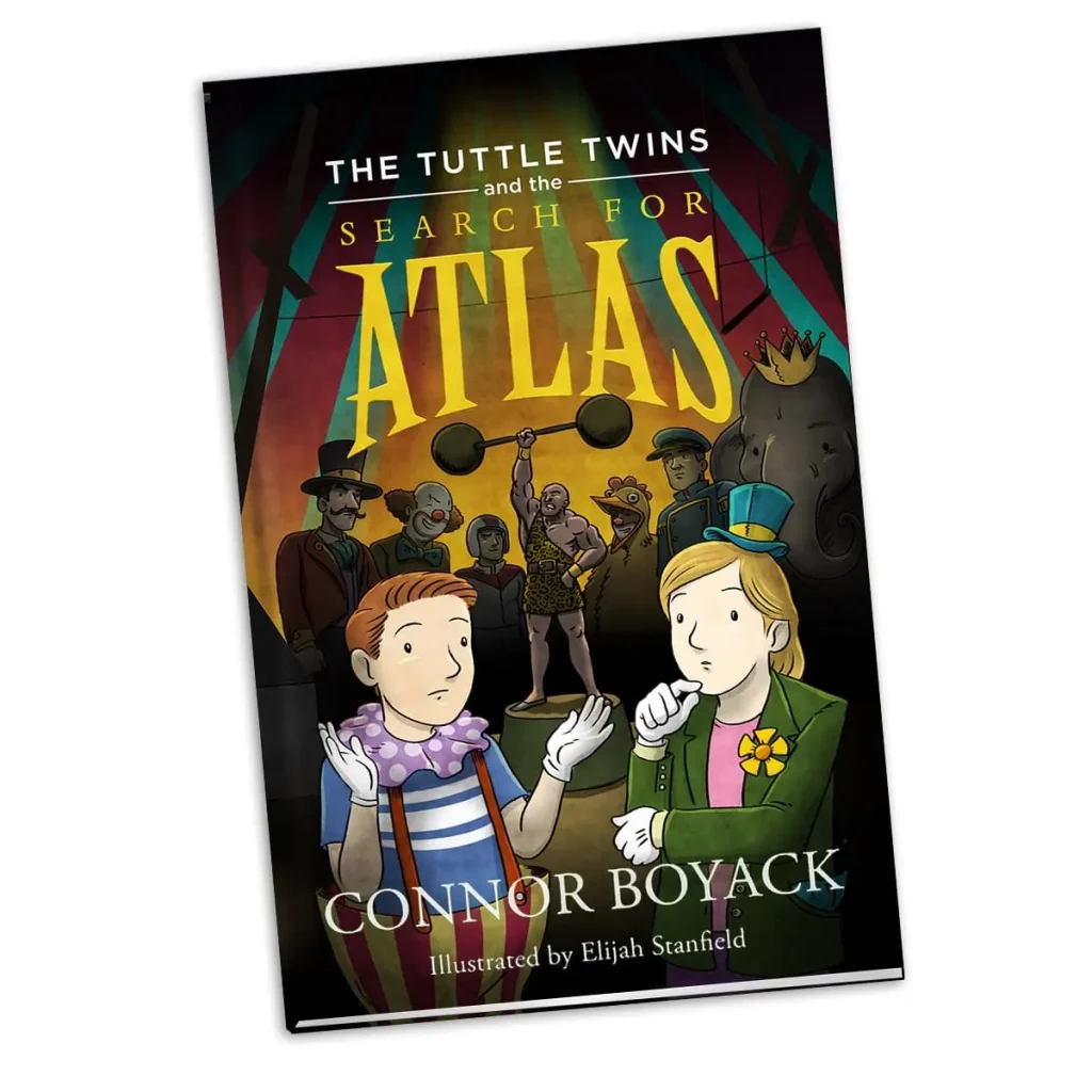 Los Tuttle Twins (Mellizos Tuttle) y la búsqueda del Atlas, portada del lilbro