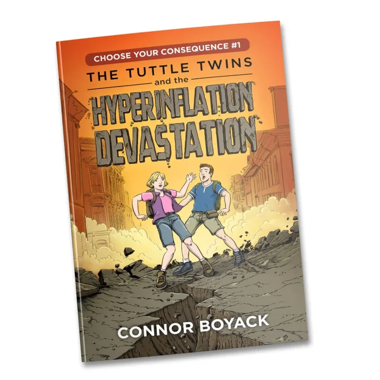 Portada de Los Mellizos Tuttle (Tuttle Twins), la devastación de la hiperinflación